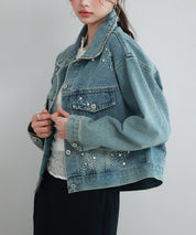 ビジューデニムジャケットsdpskw8032 ブルー