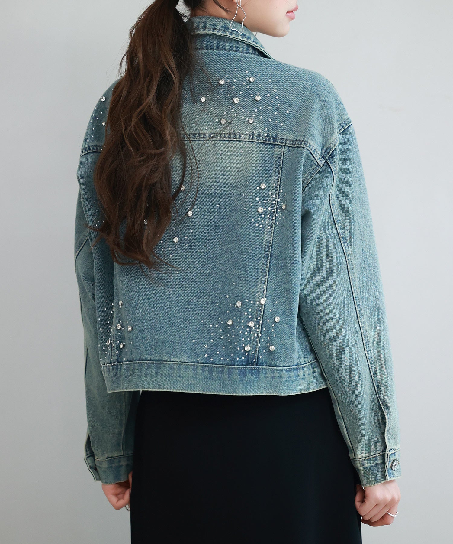 ビジューデニムジャケットsdpskw8032 ブルー