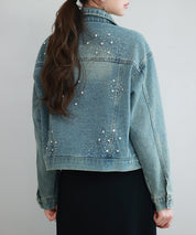 ビジューデニムジャケットsdpskw8032 ブルー