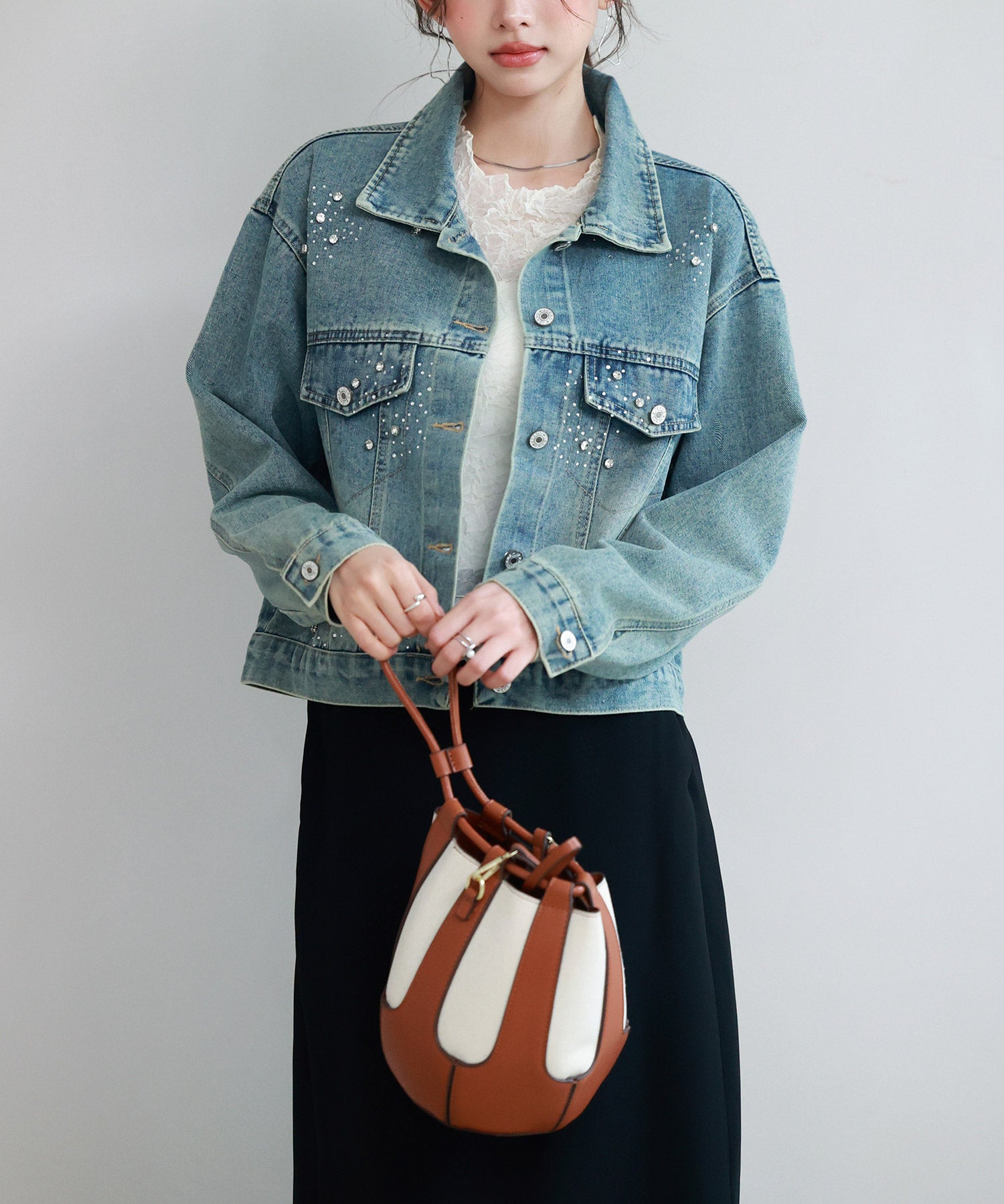 ビジューデニムジャケットsdpskw8032 ブルー