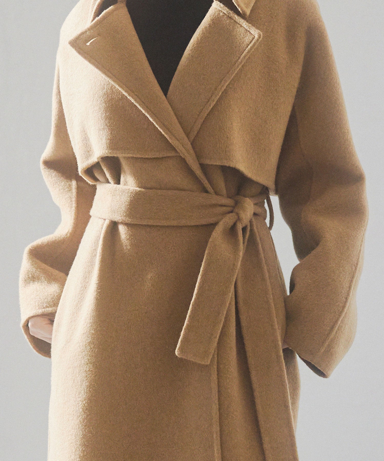 ウール混ベルト付きヨークデザインコートsdpsy001 ブラウン