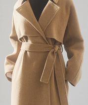 ウール混ベルト付きヨークデザインコートsdpsy001 ブラウン