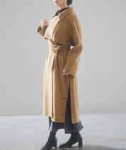 ウール混ベルト付きヨークデザインコートsdpsy001 ブラウン