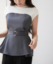 ベルト付きビスチェカットソートップスsdpsy002 グレー