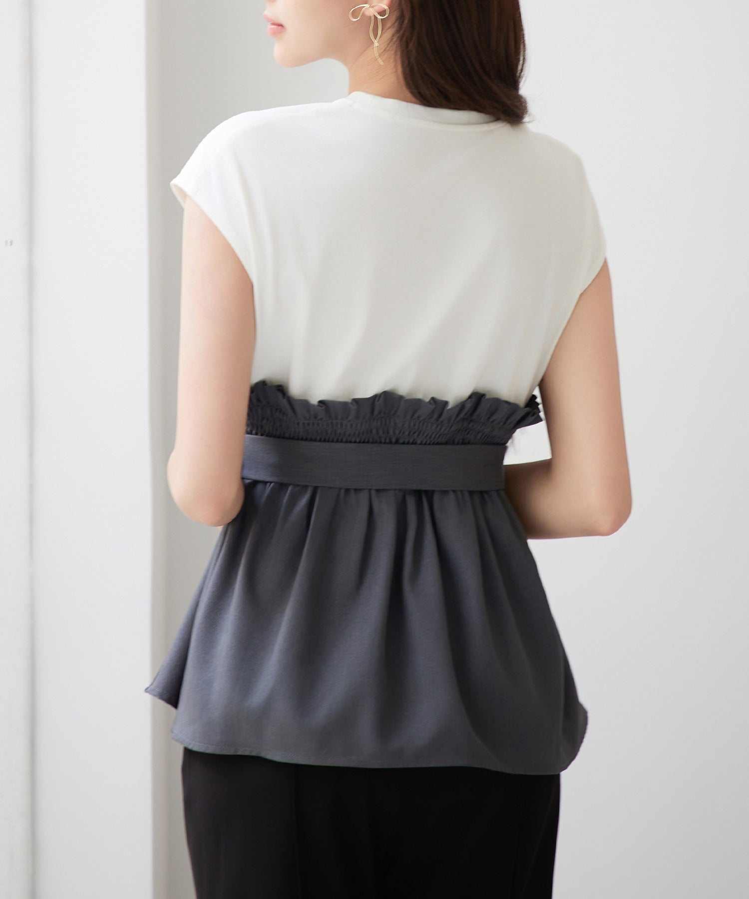 ベルト付きビスチェカットソートップスsdpsy002 グレー