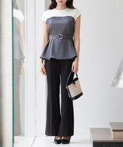 ベルト付きビスチェカットソートップスsdpsy002 グレー