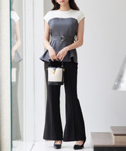 ベルト付きビスチェカットソートップスsdpsy002 グレー