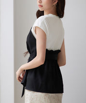 ベルト付きビスチェカットソートップスsdpsy002 ブラック