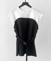 ベルト付きビスチェカットソートップスsdpsy002 ブラック