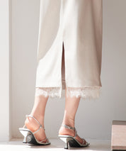 裾レースハイウエストナロースカートsdpsy004 ベージュ