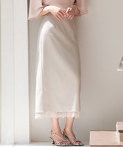 裾レースハイウエストナロースカートsdpsy004 ベージュ