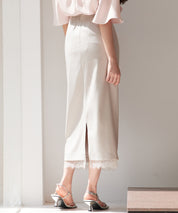 裾レースハイウエストナロースカートsdpsy004 ベージュ