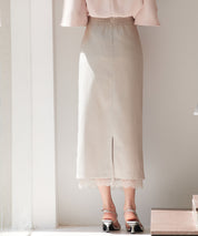 裾レースハイウエストナロースカートsdpsy004 ベージュ