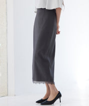 裾レースハイウエストナロースカートsdpsy004 チャコール