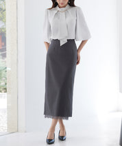 裾レースハイウエストナロースカートsdpsy004 チャコール