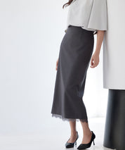 裾レースハイウエストナロースカートsdpsy004 チャコール