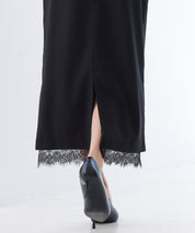 裾レースハイウエストナロースカートsdpsy004 ブラック