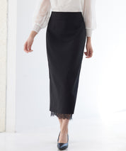 裾レースハイウエストナロースカートsdpsy004 ブラック