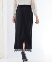 裾レースハイウエストナロースカートsdpsy004 ブラック