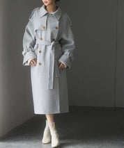 トレンチ風ダブルフェイスロングコートsdpsy0504-101-18