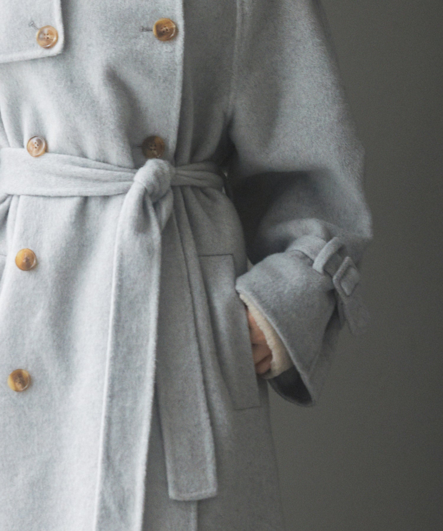 トレンチ風ダブルフェイスロングコートsdpsy0504 グレー