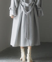 トレンチ風ダブルフェイスロングコートsdpsy0504 グレー