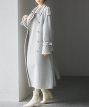 トレンチ風ダブルフェイスロングコートsdpsy0504 グレー