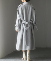 トレンチ風ダブルフェイスロングコートsdpsy0504 グレー