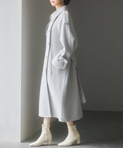 トレンチ風ダブルフェイスロングコートsdpsy0504 グレー