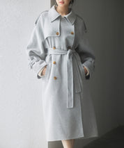 トレンチ風ダブルフェイスロングコートsdpsy0504 グレー