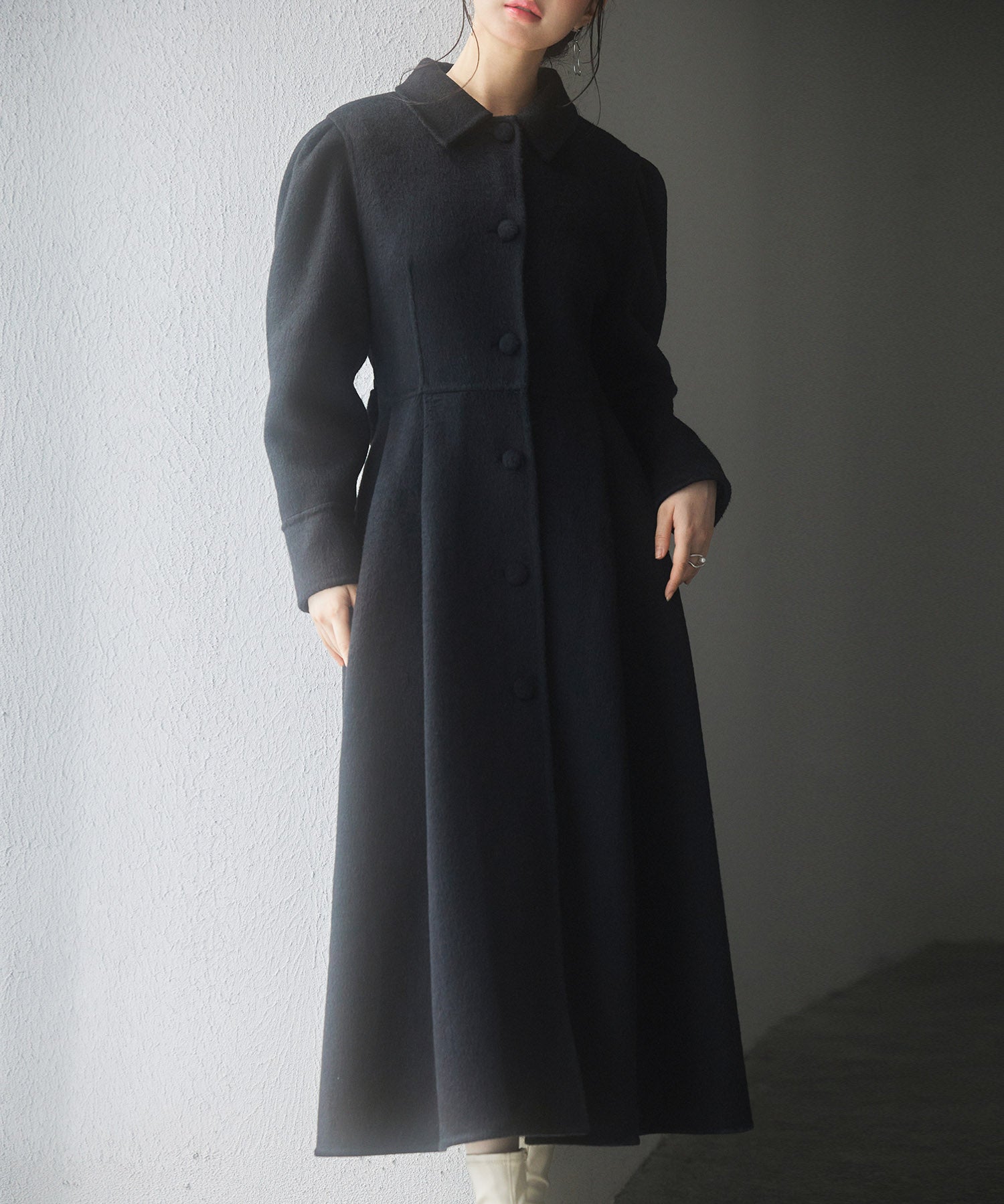 フレアシルエットダブルフェイスロングコートsdpsy0610 ブラック