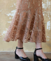総レースアシンメトリーマーメイドスカートsdpwh101 ピンクベージュ