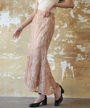 総レースアシンメトリーマーメイドスカートsdpwh101 ピンクベージュ