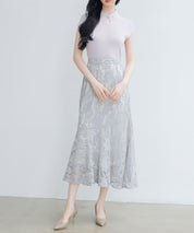 総レースアシンメトリーマーメイドスカートsdpwh101 ブルー