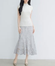 総レースアシンメトリーマーメイドスカートsdpwh101 ブルー