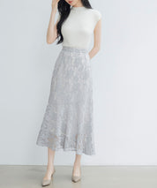 総レースアシンメトリーマーメイドスカートsdpwh101 ブルー