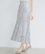 総レースアシンメトリーマーメイドスカートsdpwh101 ブルー