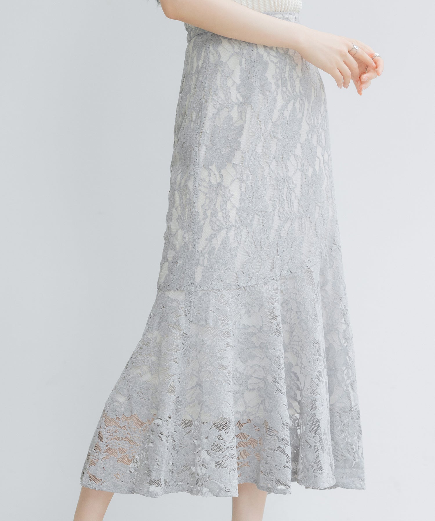 総レースアシンメトリーマーメイドスカートsdpwh101 ブルー