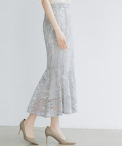 総レースアシンメトリーマーメイドスカートsdpwh101 ブルー