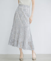 総レースアシンメトリーマーメイドスカートsdpwh101 ブルー