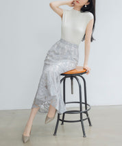 総レースアシンメトリーマーメイドスカートsdpwh101 ブルー