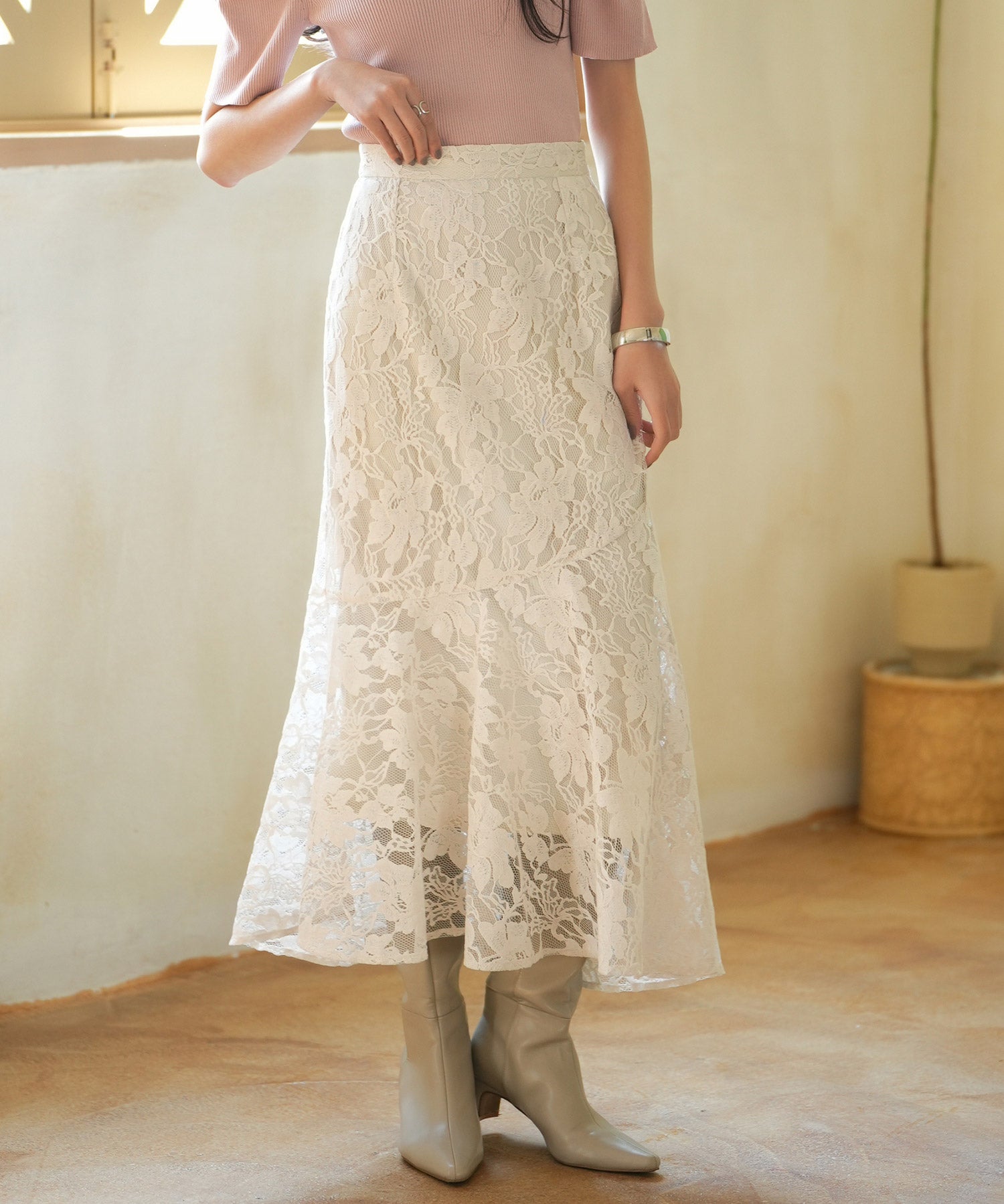 総レースアシンメトリーマーメイドスカートsdpwh101 アイボリー