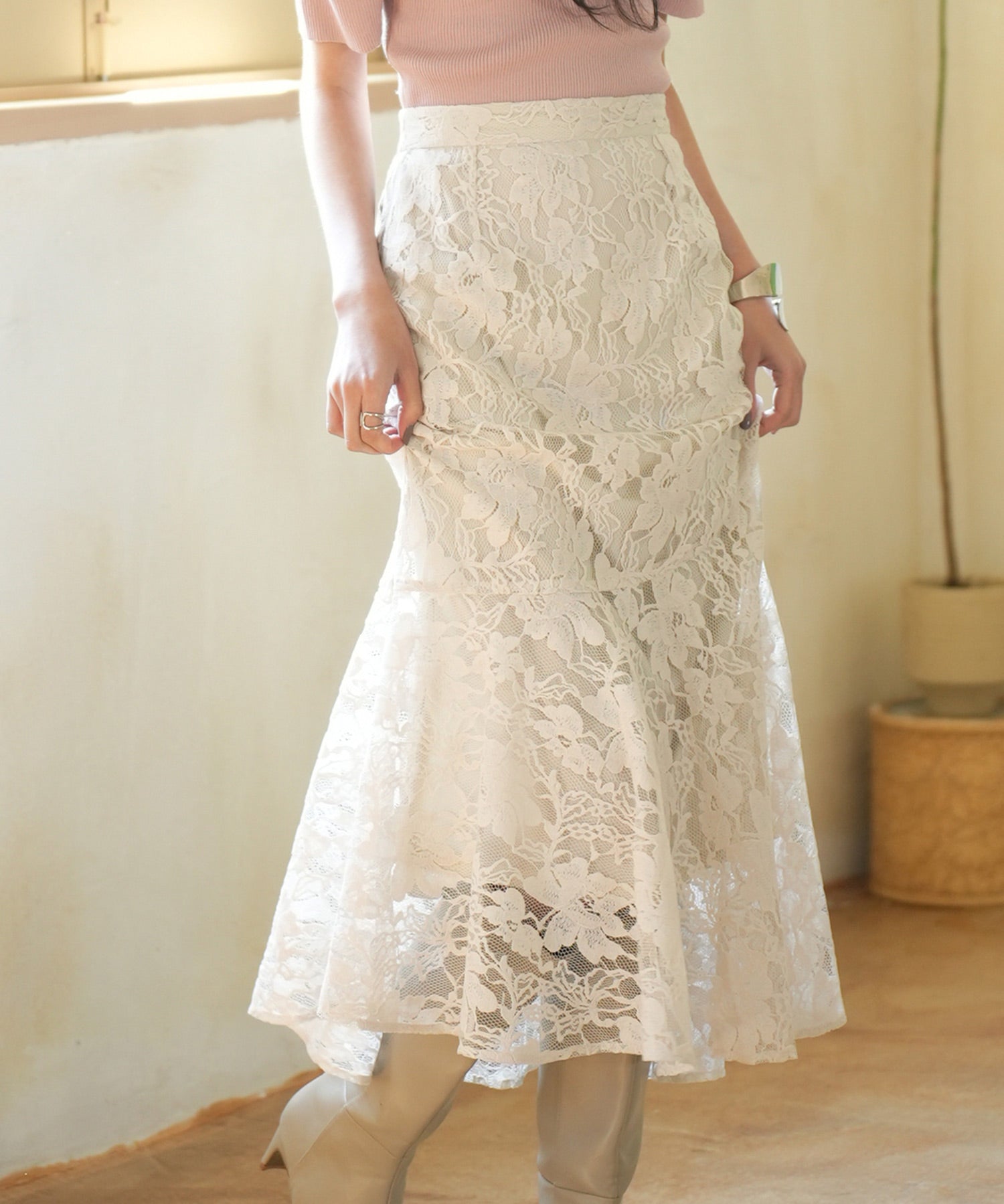 総レースアシンメトリーマーメイドスカートsdpwh101 アイボリー