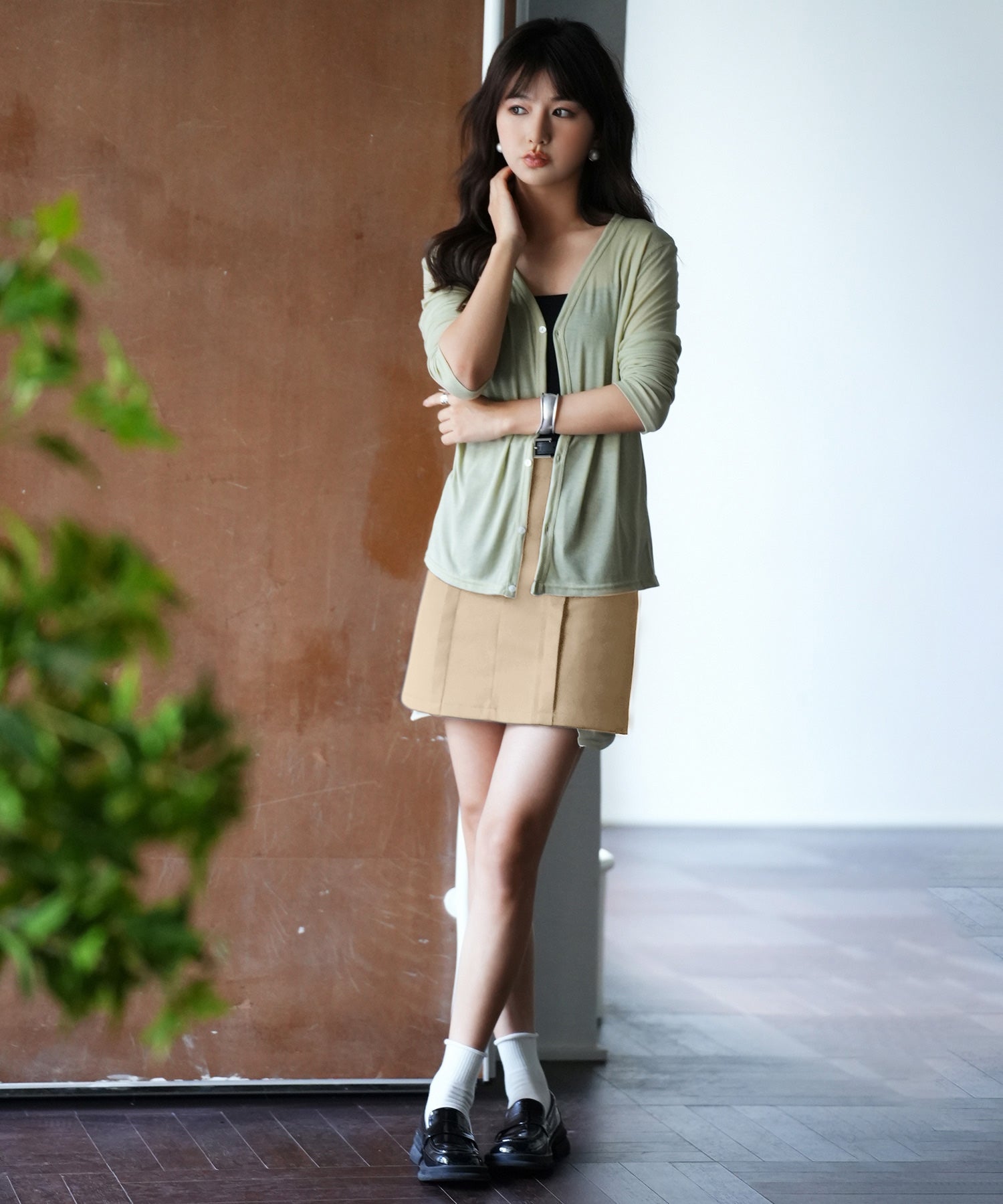 ペチパンツ付きシャツヘムミニスカートsdpxsj80961 ベージュ