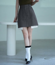 ペチパンツ付きシャツヘムミニスカートsdpxsj80961 グレー