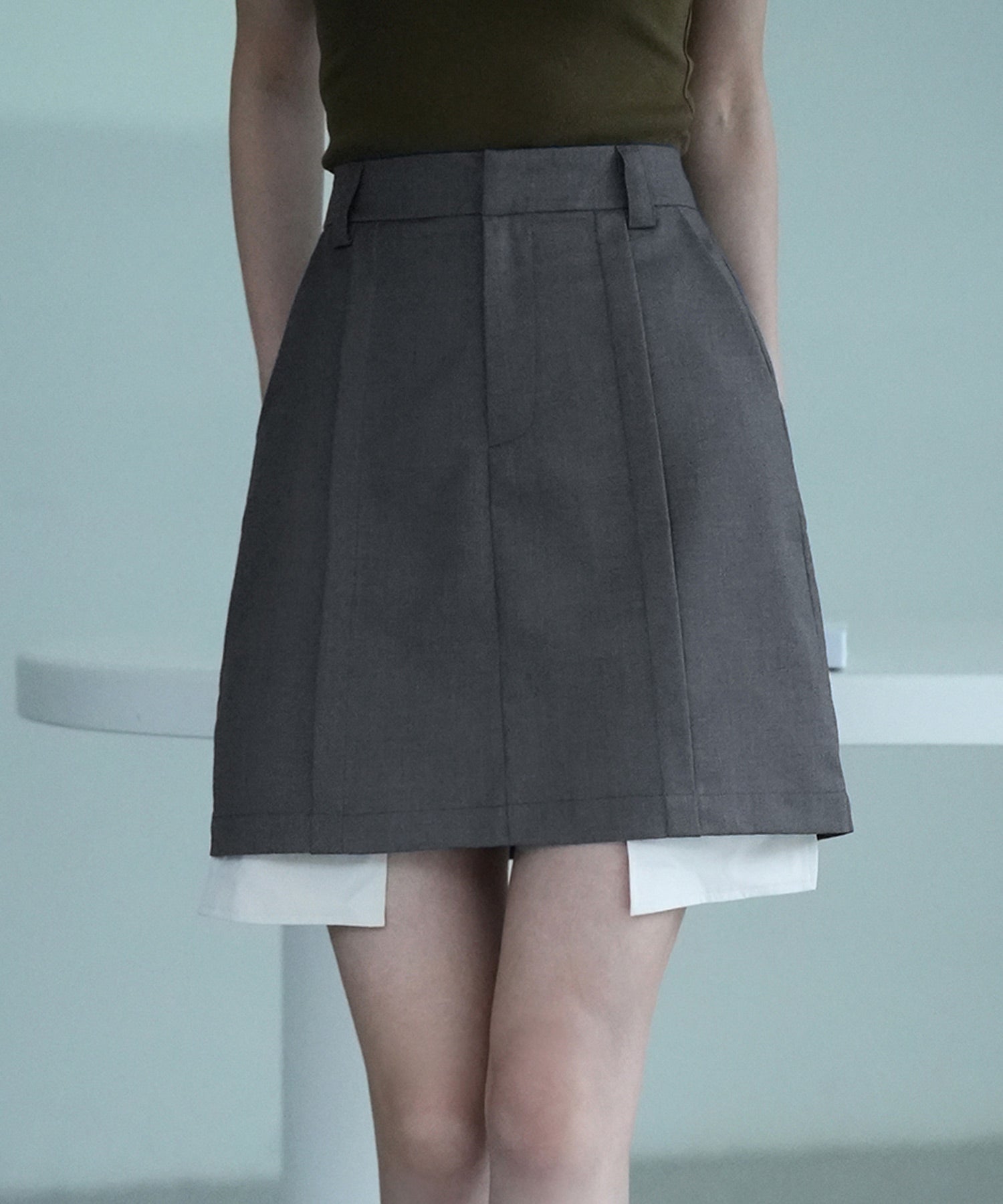 ペチパンツ付きシャツヘムミニスカートsdpxsj80961 グレー
