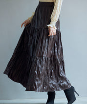 シワ加工合成皮革ロングスカートsdpxsj9901-101-17