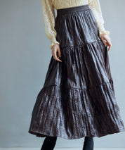 シワ加工合成皮革ロングスカートsdpxsj9901 ブラウン