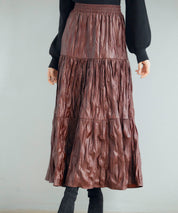 シワ加工合成皮革ロングスカートsdpxsj9901-101-290