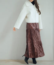 シワ加工合成皮革ロングスカートsdpxsj9901 ワイン